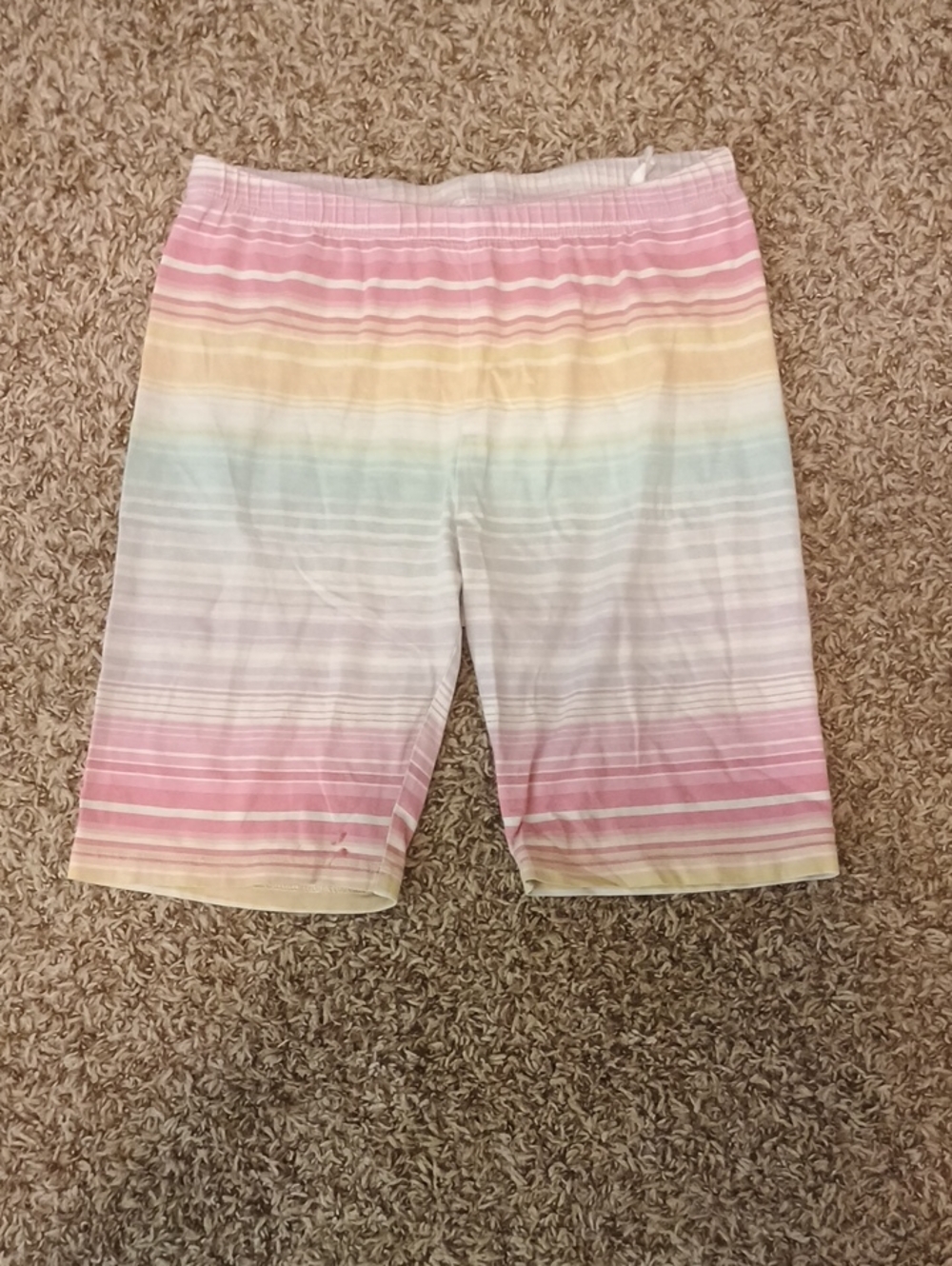 Place Girls' Pastel Rainbow Striped Shorts - Pink, Yellow, Blue